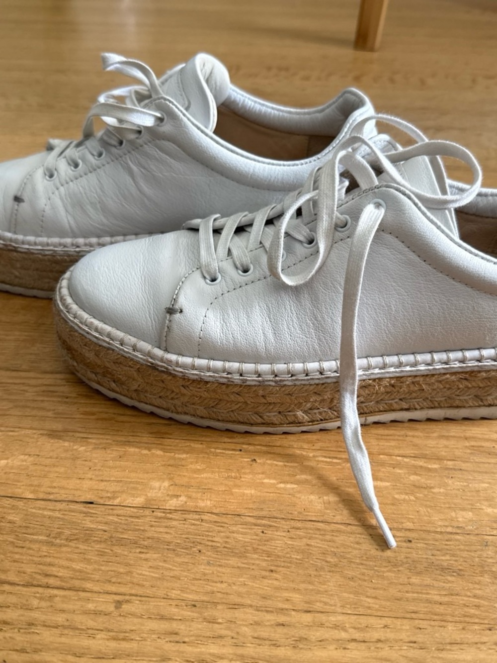 rag & bone White Leather Espadrille Platform Sneakers